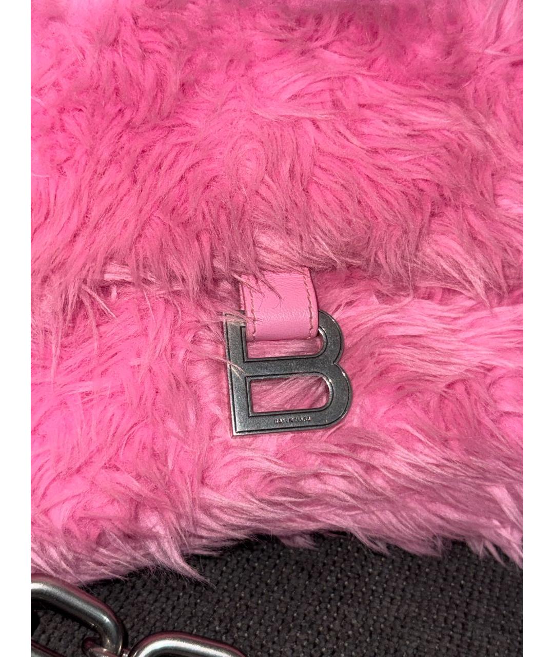 BALENCIAGA Розовая меховая сумка через плечо, фото 3