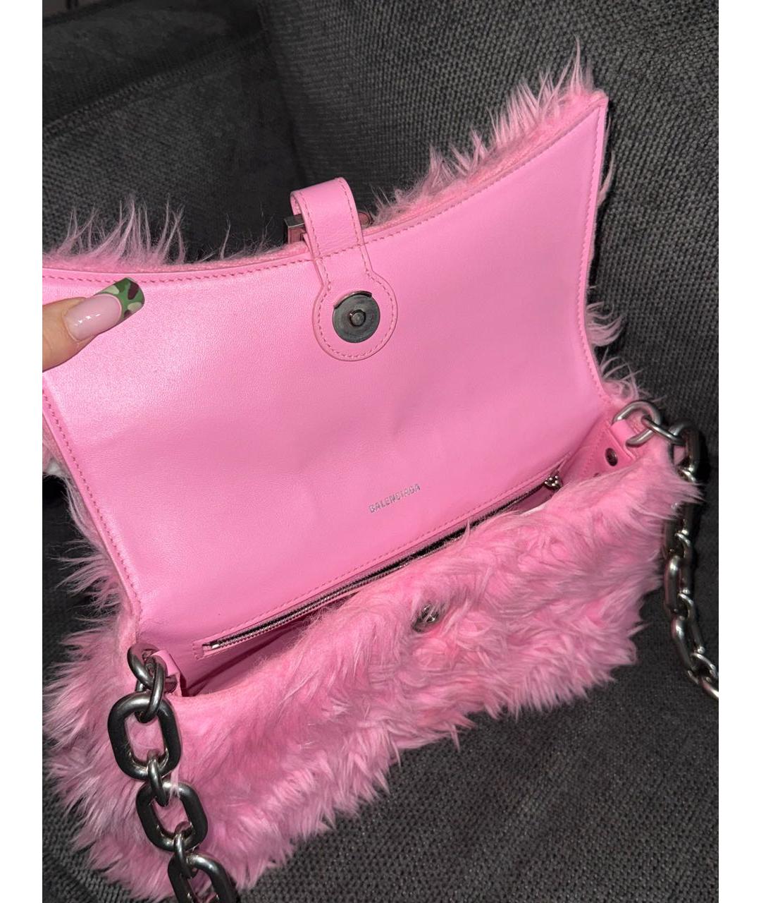 BALENCIAGA Розовая меховая сумка через плечо, фото 4