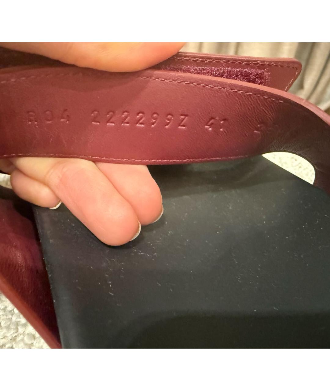 HERMES Бордовые кожаные шлепанцы, фото 4