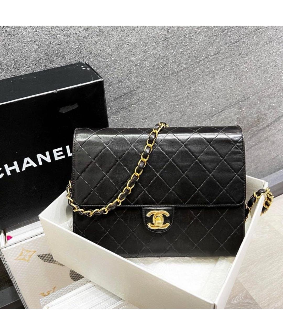 CHANEL Черная кожаная сумка через плечо, фото 5