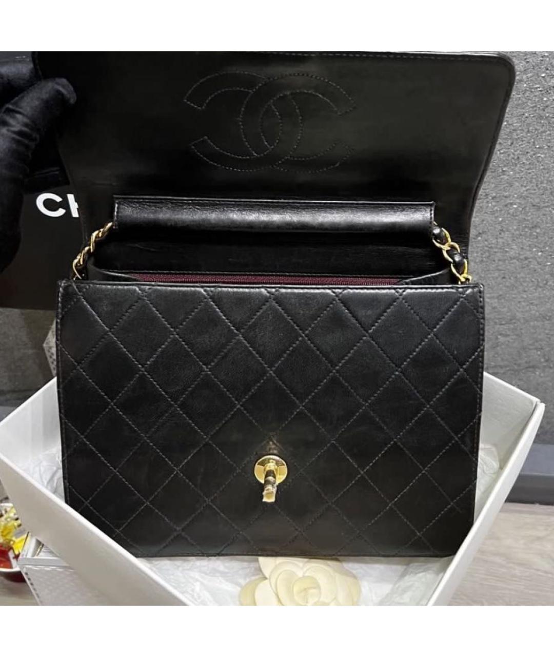 CHANEL Черная кожаная сумка через плечо, фото 6