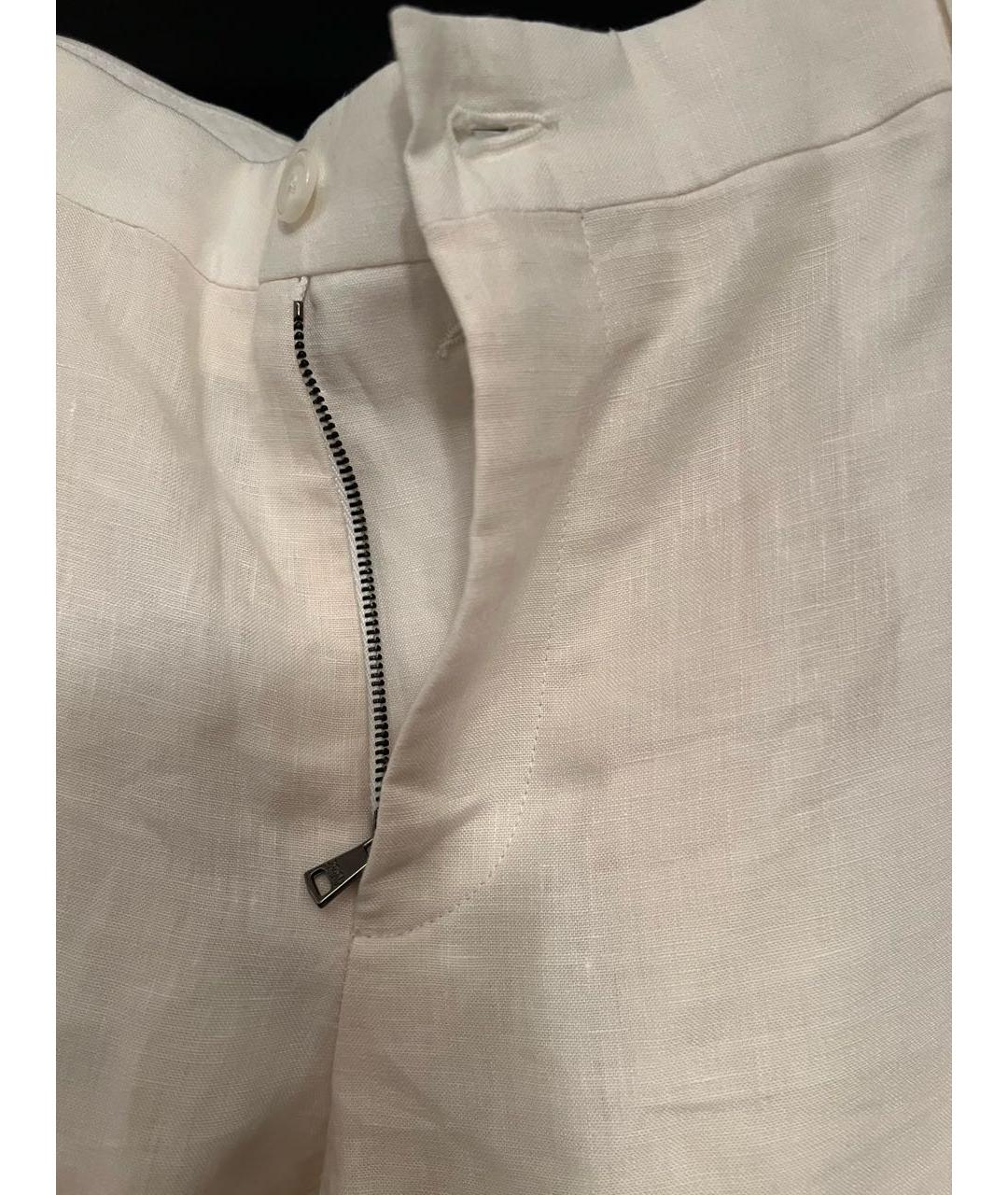 DOLCE&GABBANA Белые льняные повседневные брюки, фото 3