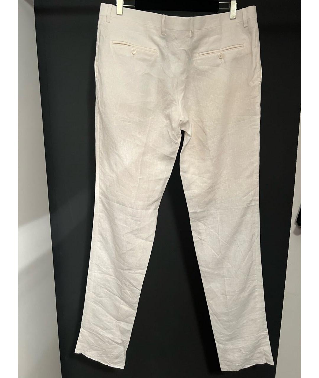 DOLCE&GABBANA Белые льняные повседневные брюки, фото 2