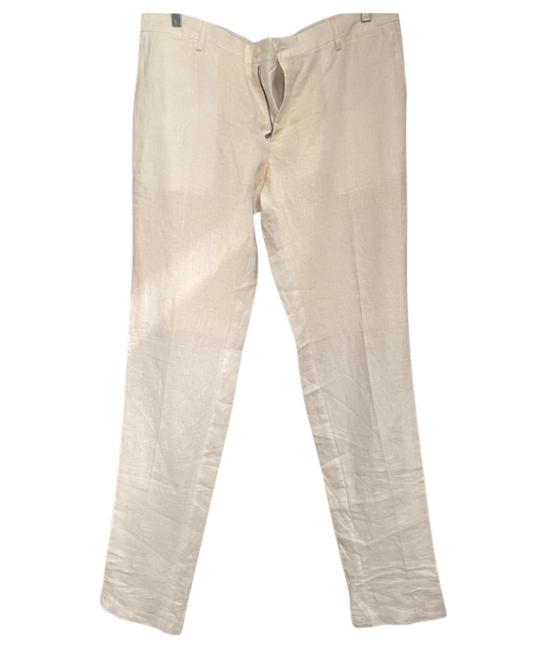 DOLCE&GABBANA Белые льняные повседневные брюки, фото 1