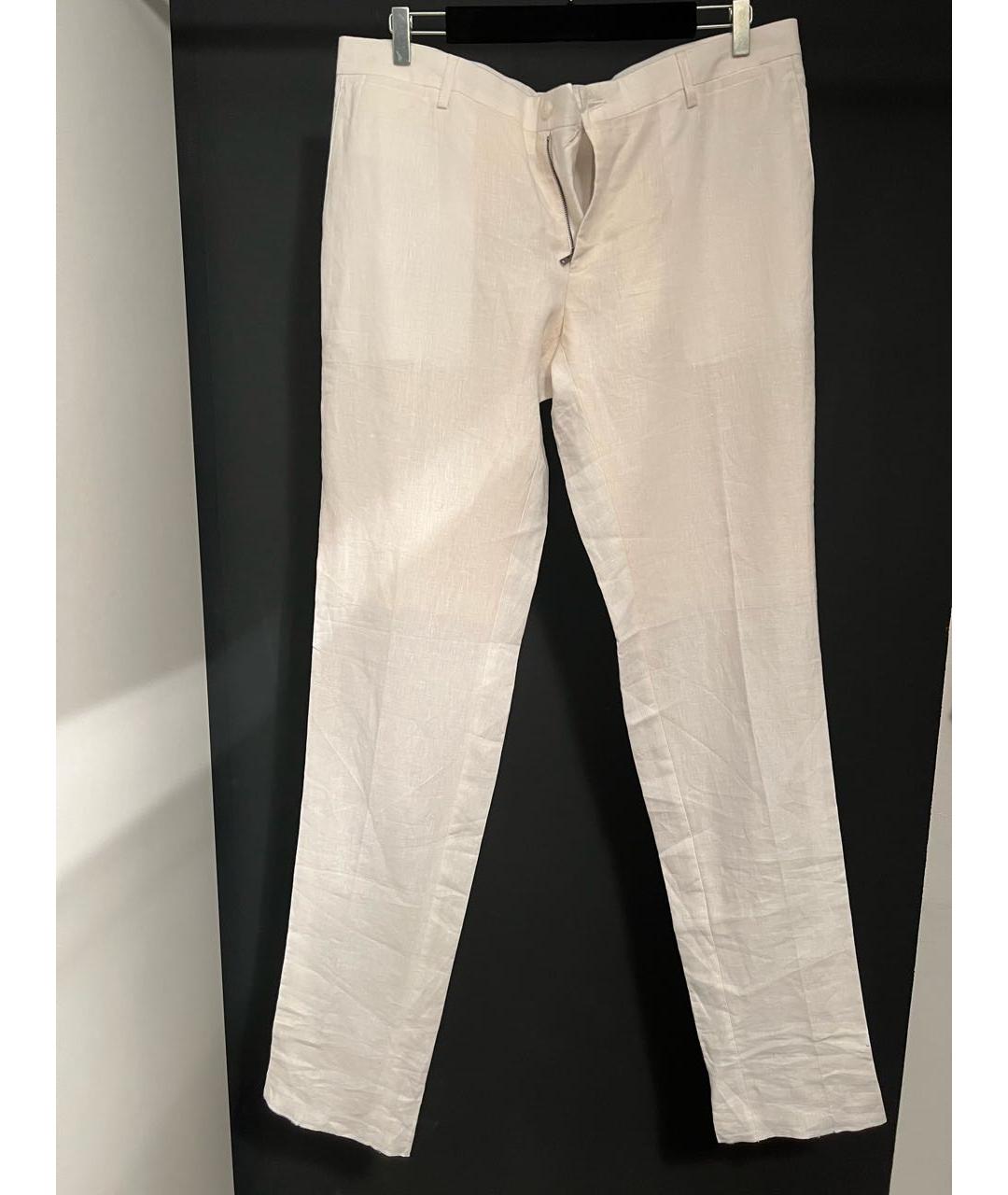 DOLCE&GABBANA Белые льняные повседневные брюки, фото 4