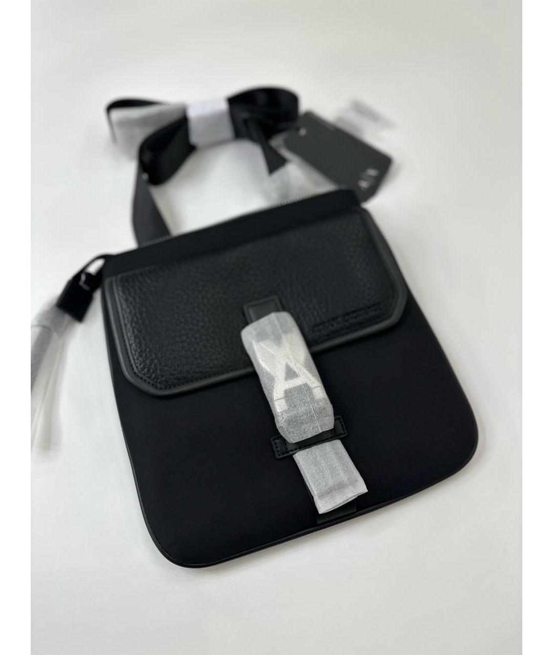 ARMANI EXCHANGE Черная кожаная сумка на плечо, фото 5