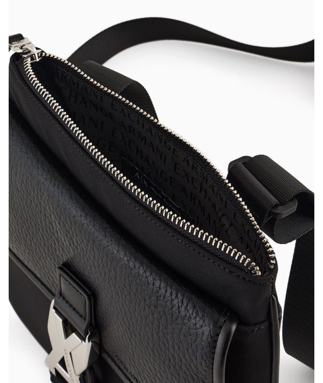 ARMANI EXCHANGE Черная кожаная сумка на плечо, фото 4
