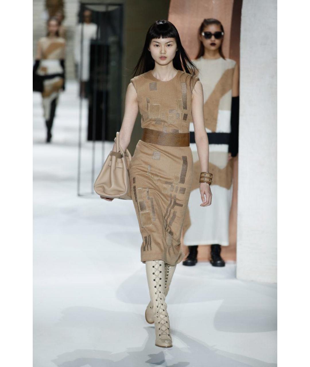 MAX MARA Бежевое шерстяное повседневное платье, фото 8