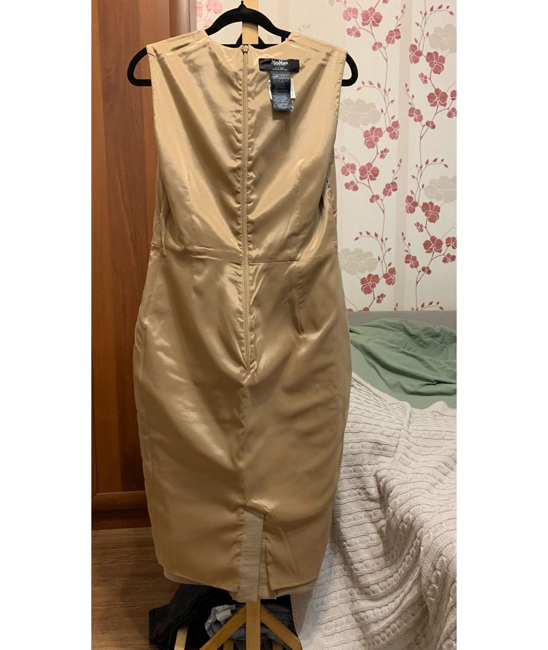 MAX MARA Бежевое шерстяное повседневное платье, фото 3