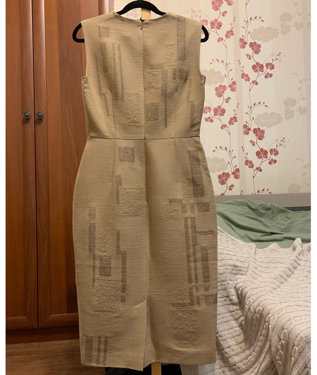 MAX MARA Бежевое шерстяное повседневное платье, фото 2