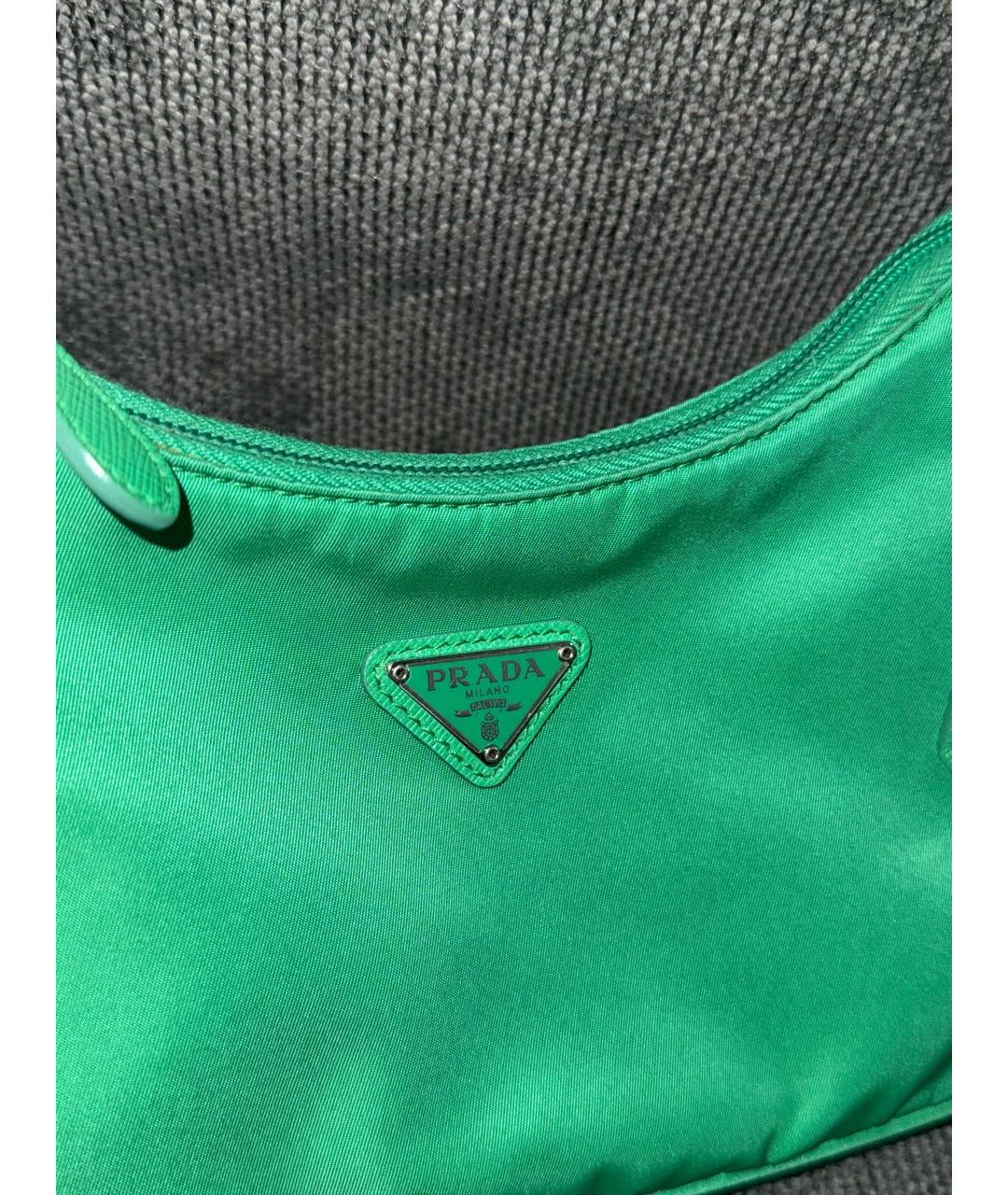 PRADA Зеленая тканевая сумка с короткими ручками, фото 3