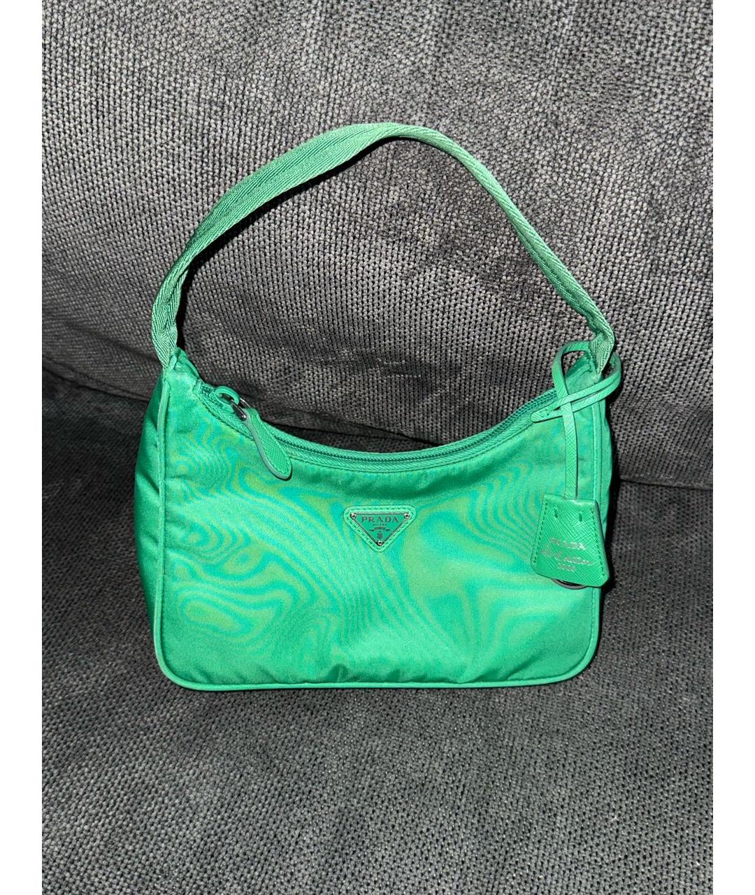 PRADA Зеленая тканевая сумка с короткими ручками, фото 2