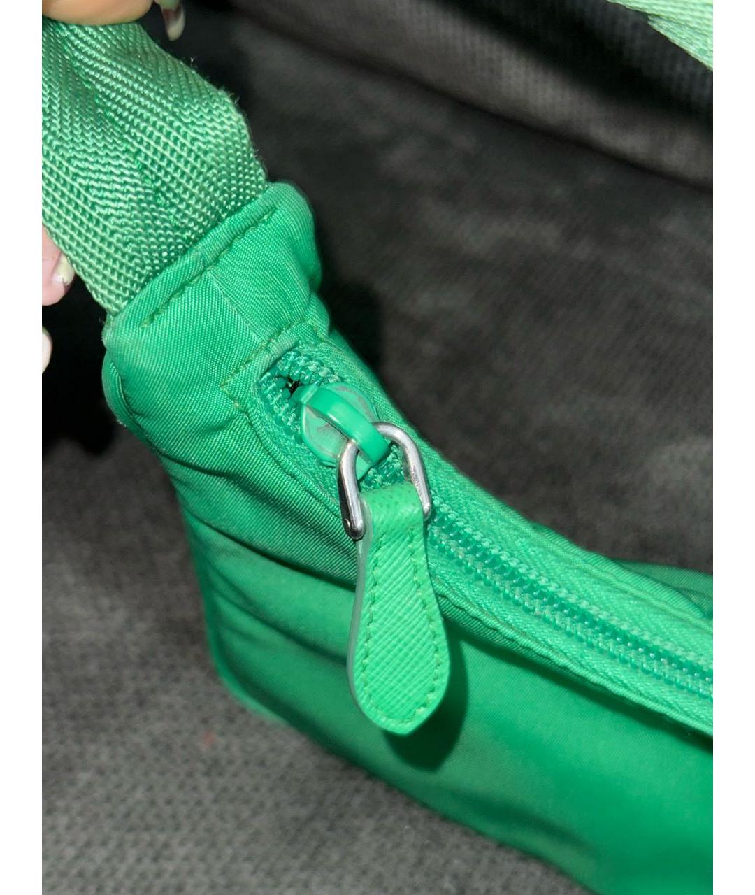 PRADA Зеленая тканевая сумка с короткими ручками, фото 6
