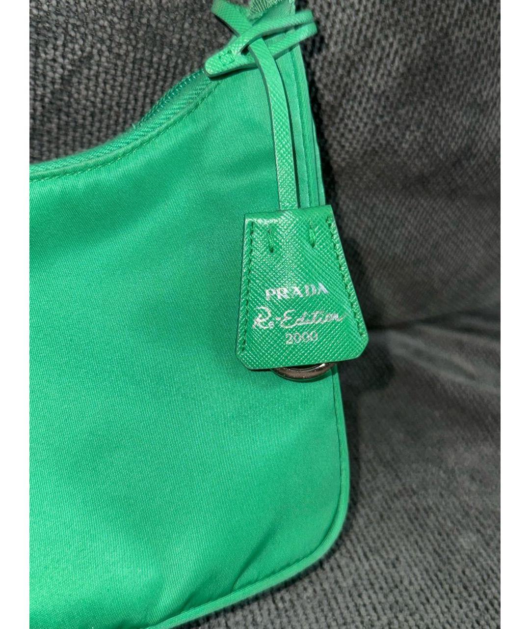 PRADA Зеленая тканевая сумка с короткими ручками, фото 4