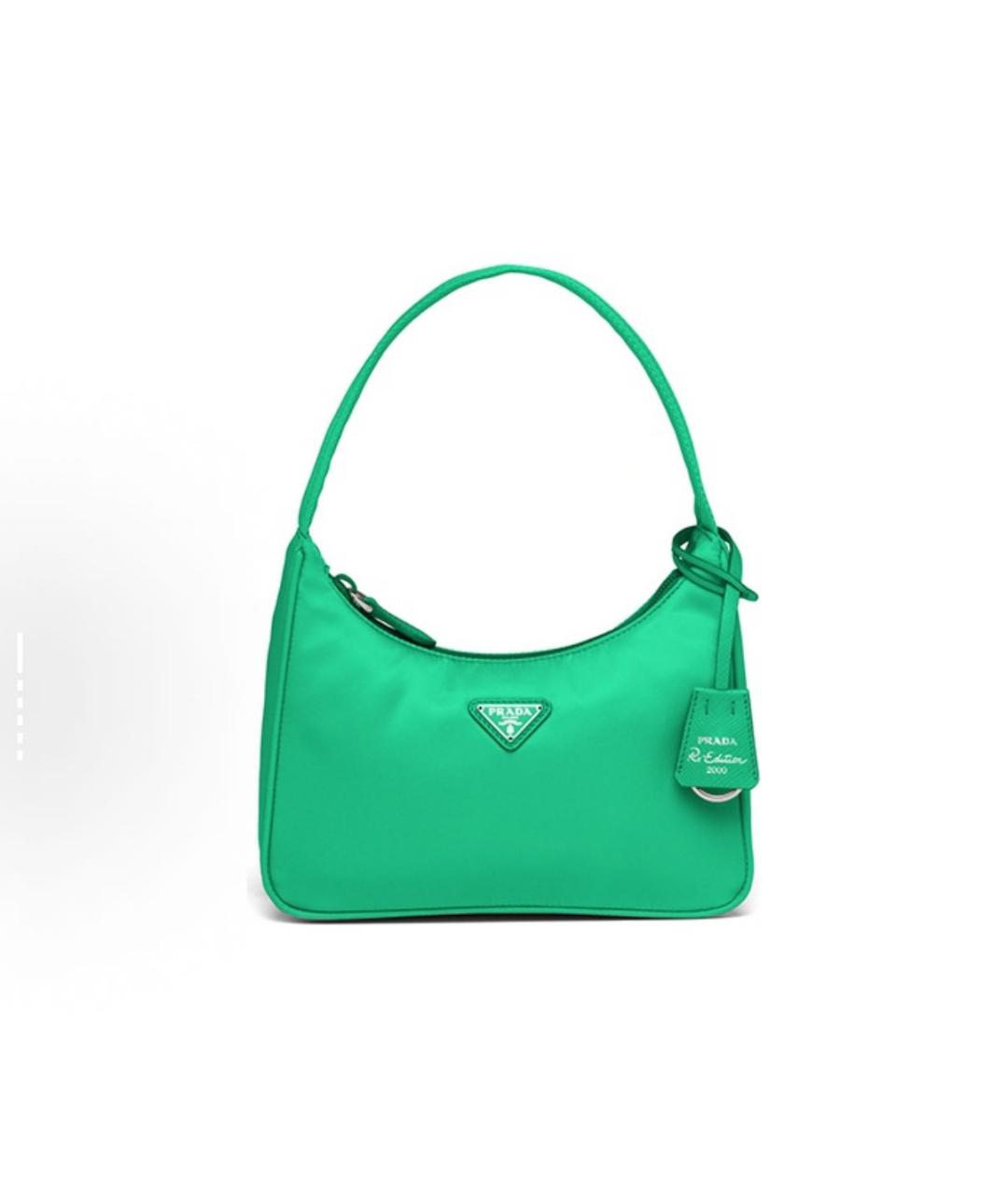 PRADA Зеленая тканевая сумка с короткими ручками, фото 7