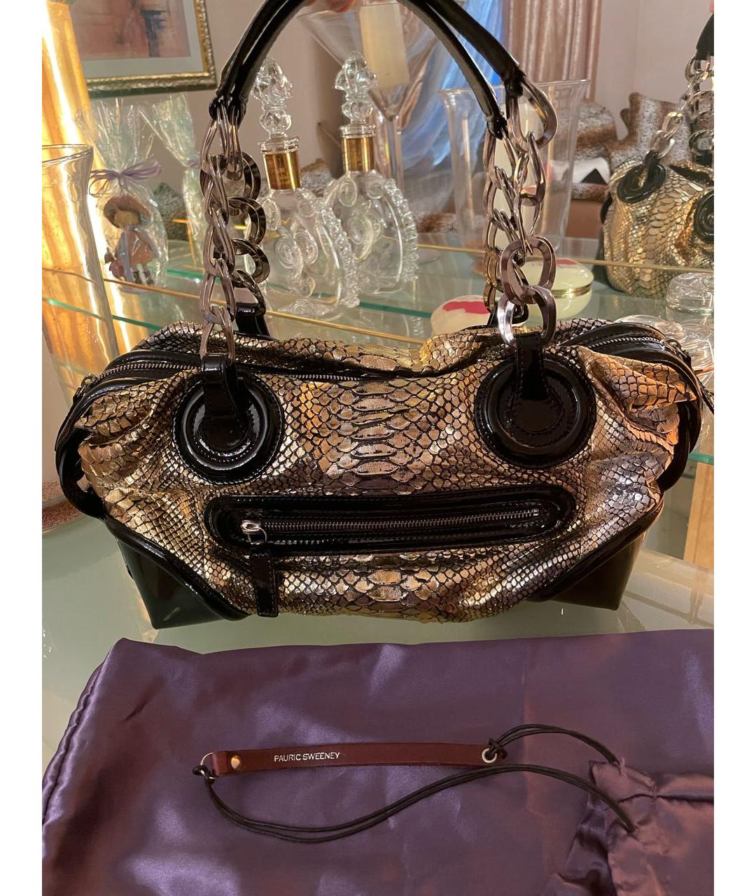 GUCCI Золотая сумка через плечо из экзотической кожи, фото 8