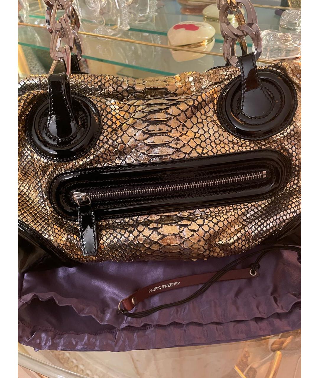 GUCCI Золотая сумка через плечо из экзотической кожи, фото 3