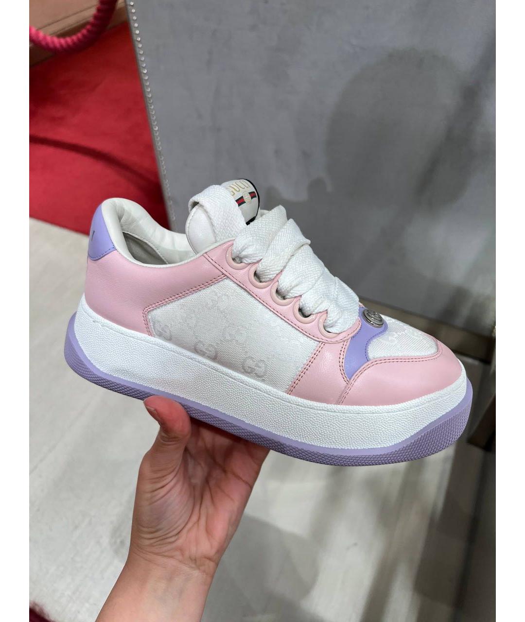 GUCCI Розовые кожаные кроссовки, фото 5