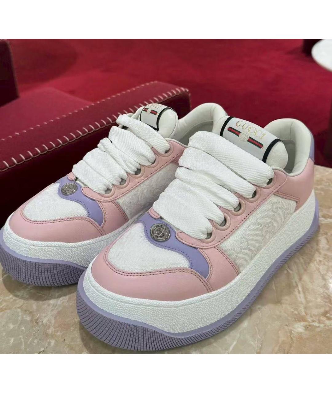 GUCCI Розовые кожаные кроссовки, фото 2