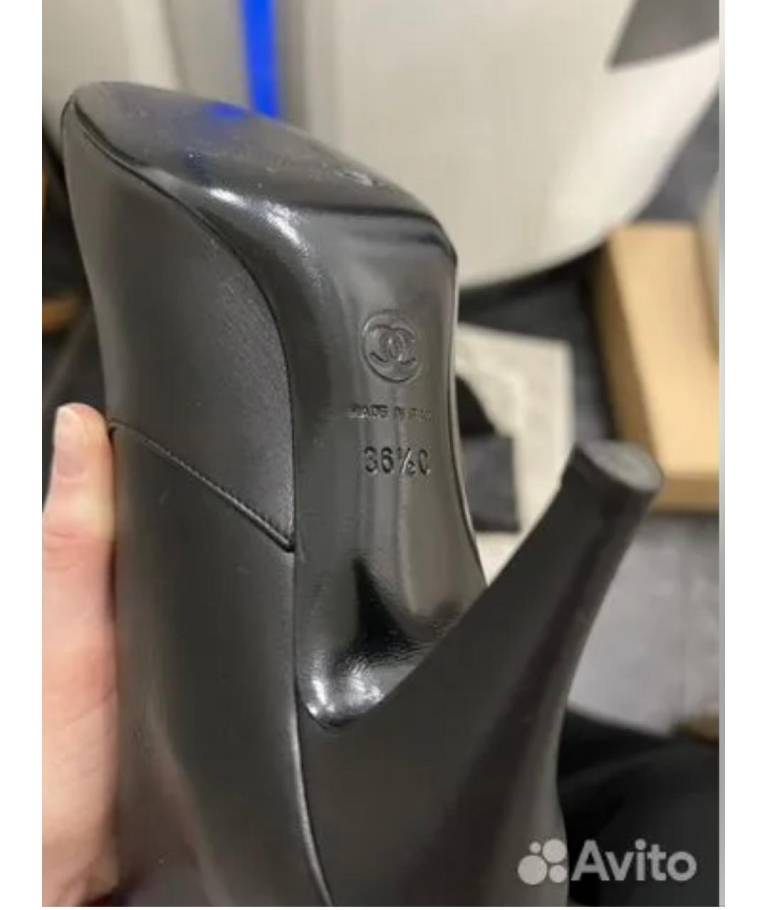 CHANEL Черные кожаные сапоги, фото 6