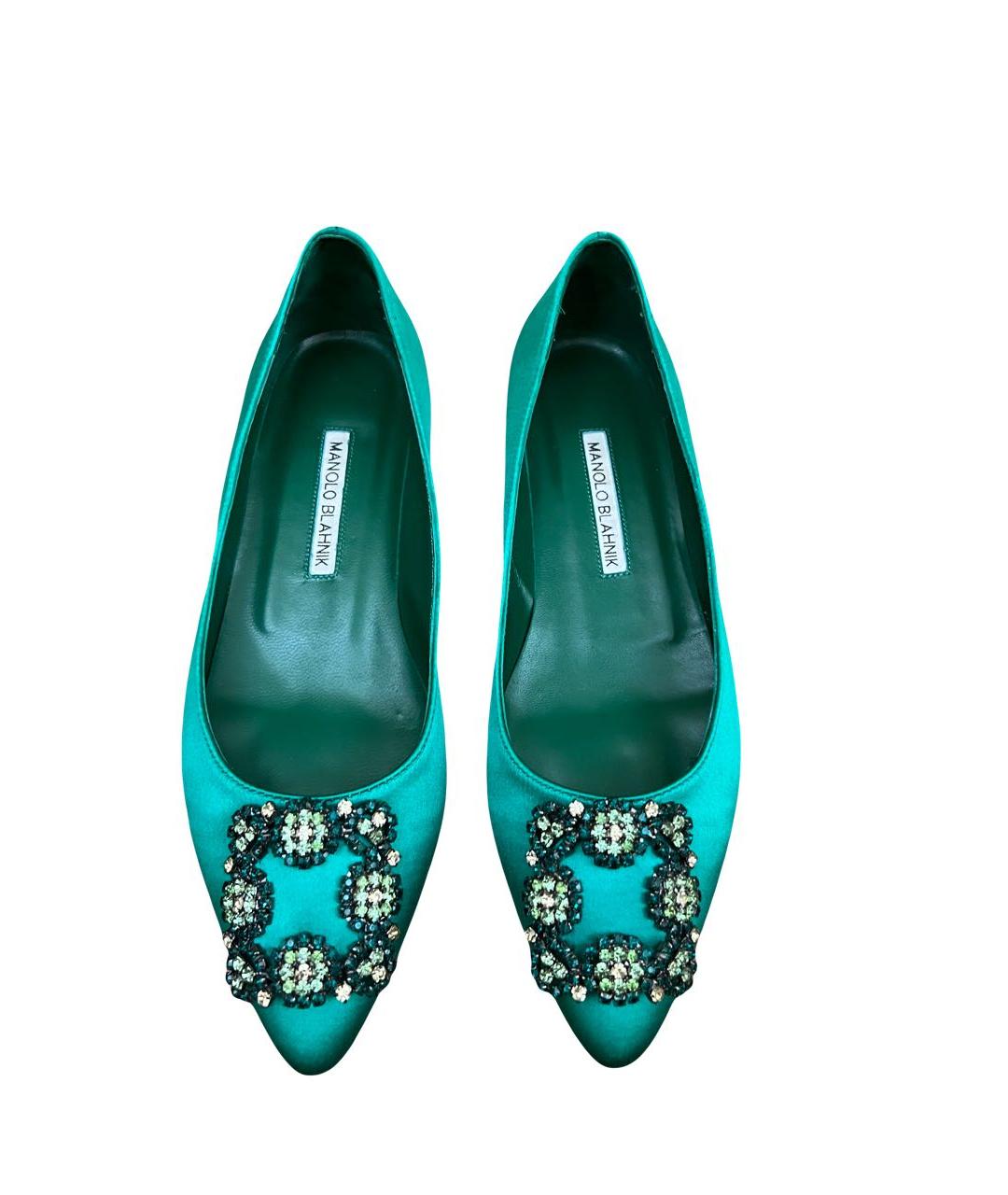 MANOLO BLAHNIK Зеленые текстильные туфли, фото 2