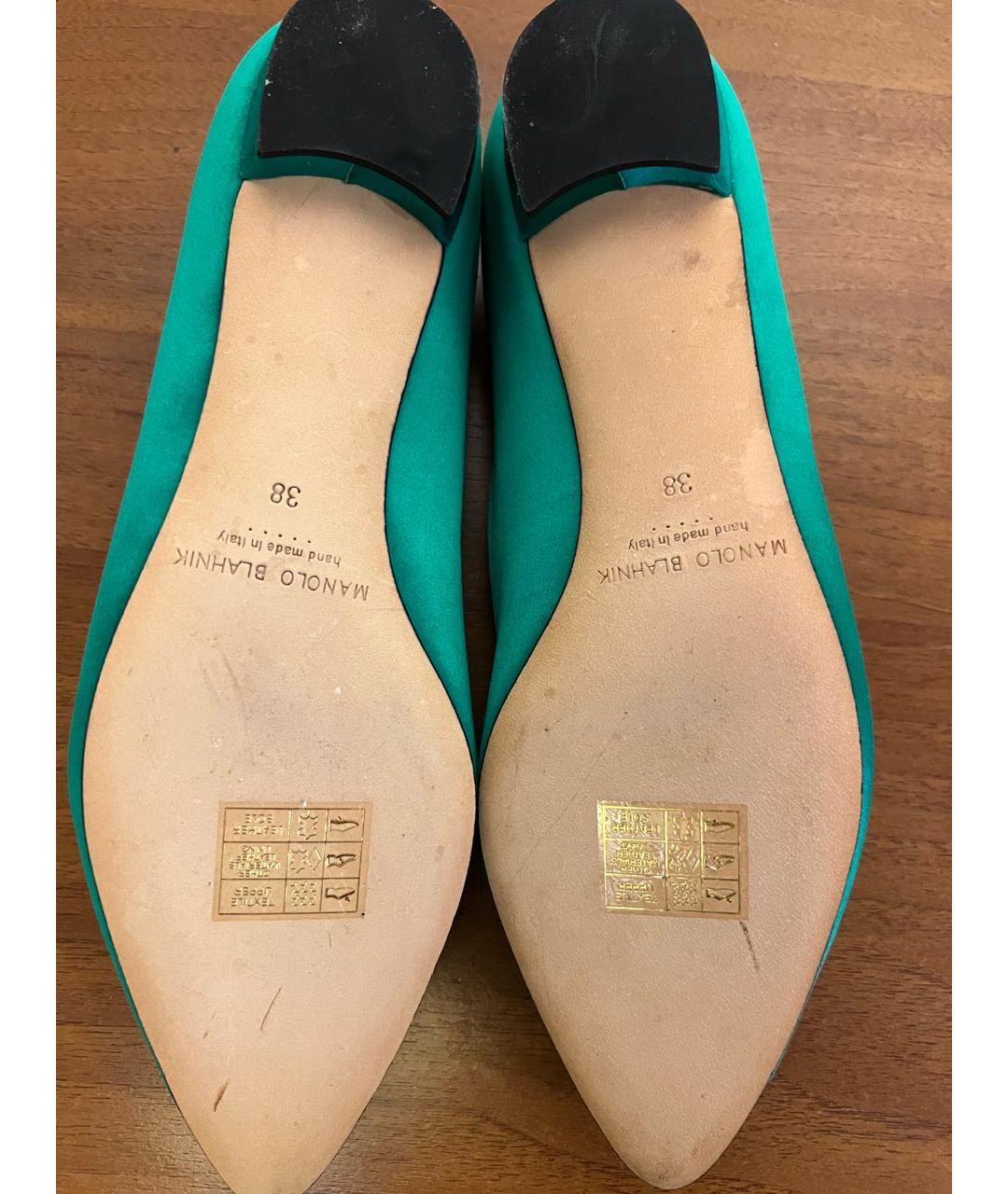 MANOLO BLAHNIK Зеленые текстильные туфли, фото 5