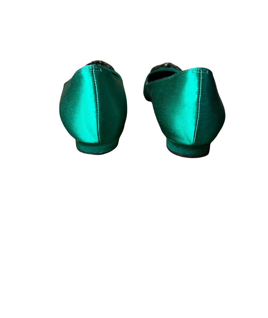 MANOLO BLAHNIK Зеленые текстильные туфли, фото 4