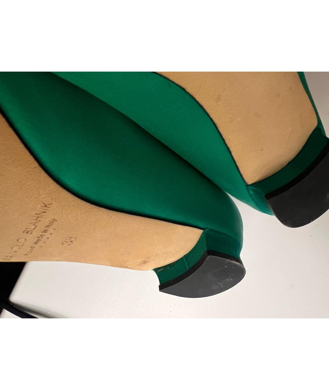 MANOLO BLAHNIK Зеленые текстильные туфли, фото 6