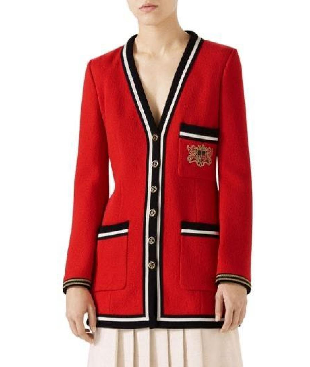 GUCCI Красный шерстяной кардиган, фото 3