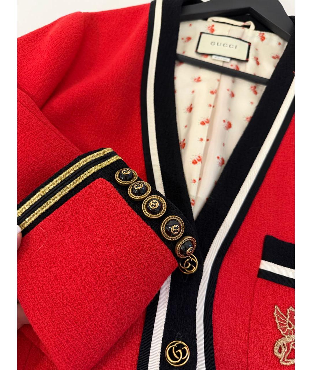GUCCI Красный шерстяной кардиган, фото 6