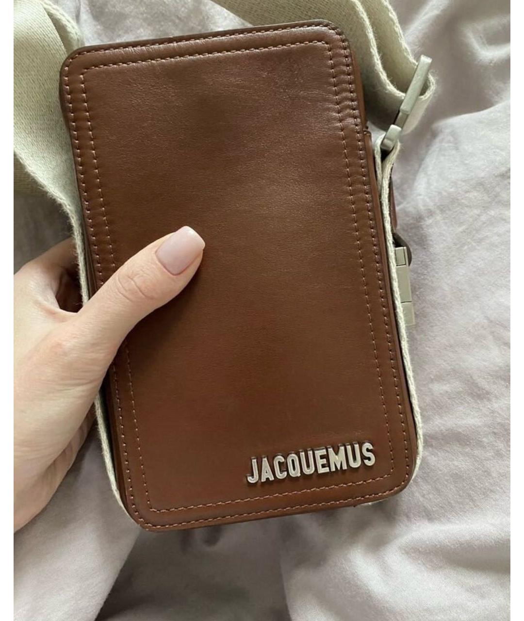 JACQUEMUS Коричневая кожаная сумка через плечо, фото 5