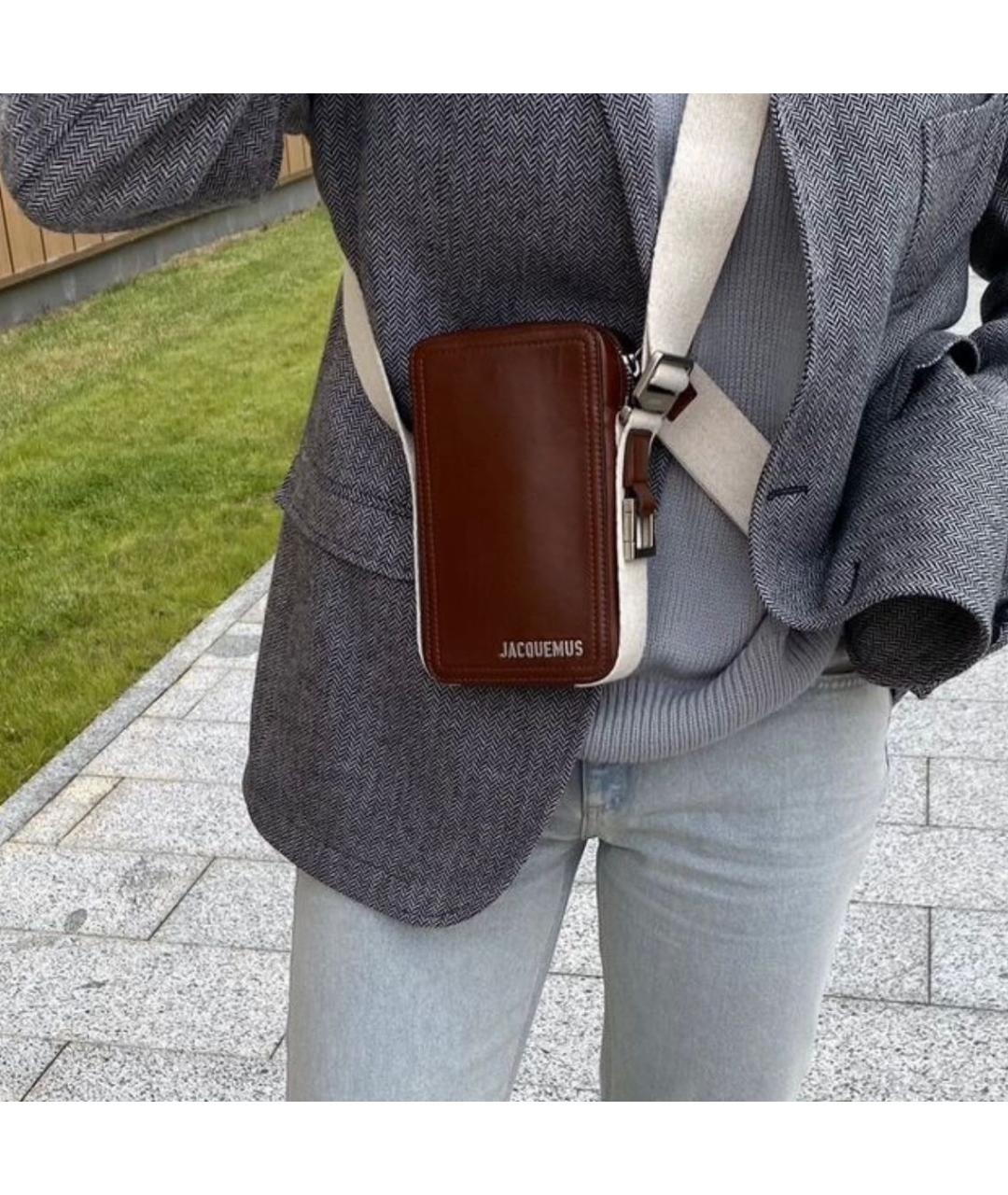 JACQUEMUS Коричневая кожаная сумка через плечо, фото 2