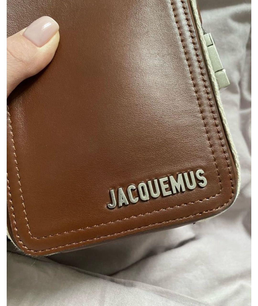 JACQUEMUS Коричневая кожаная сумка через плечо, фото 6