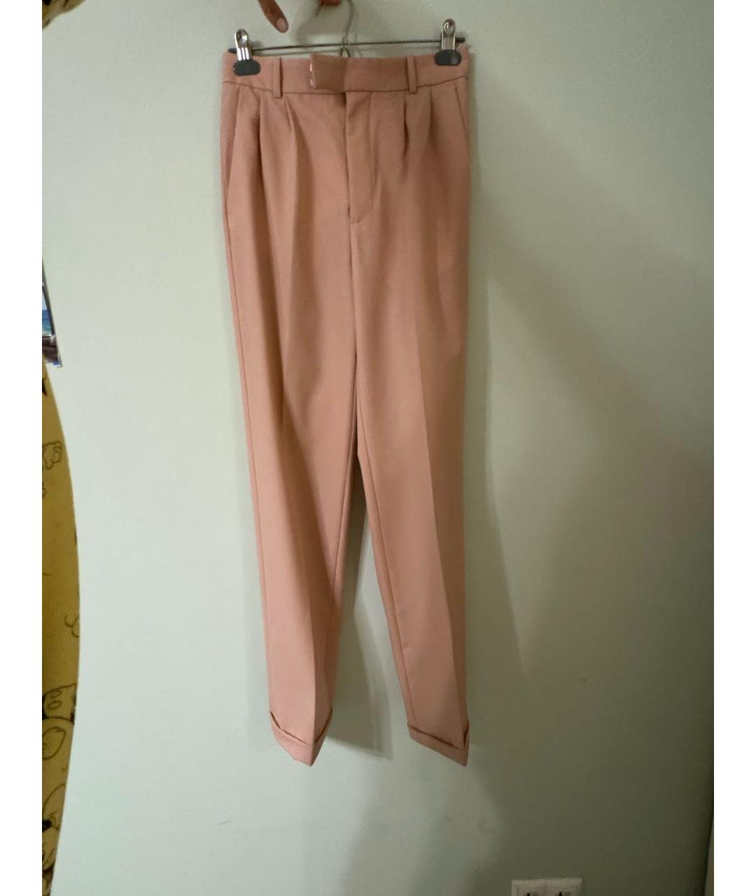 CELINE Розовые шерстяные прямые брюки, фото 2