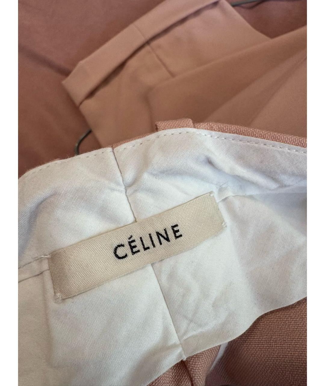 CELINE Розовые шерстяные прямые брюки, фото 3