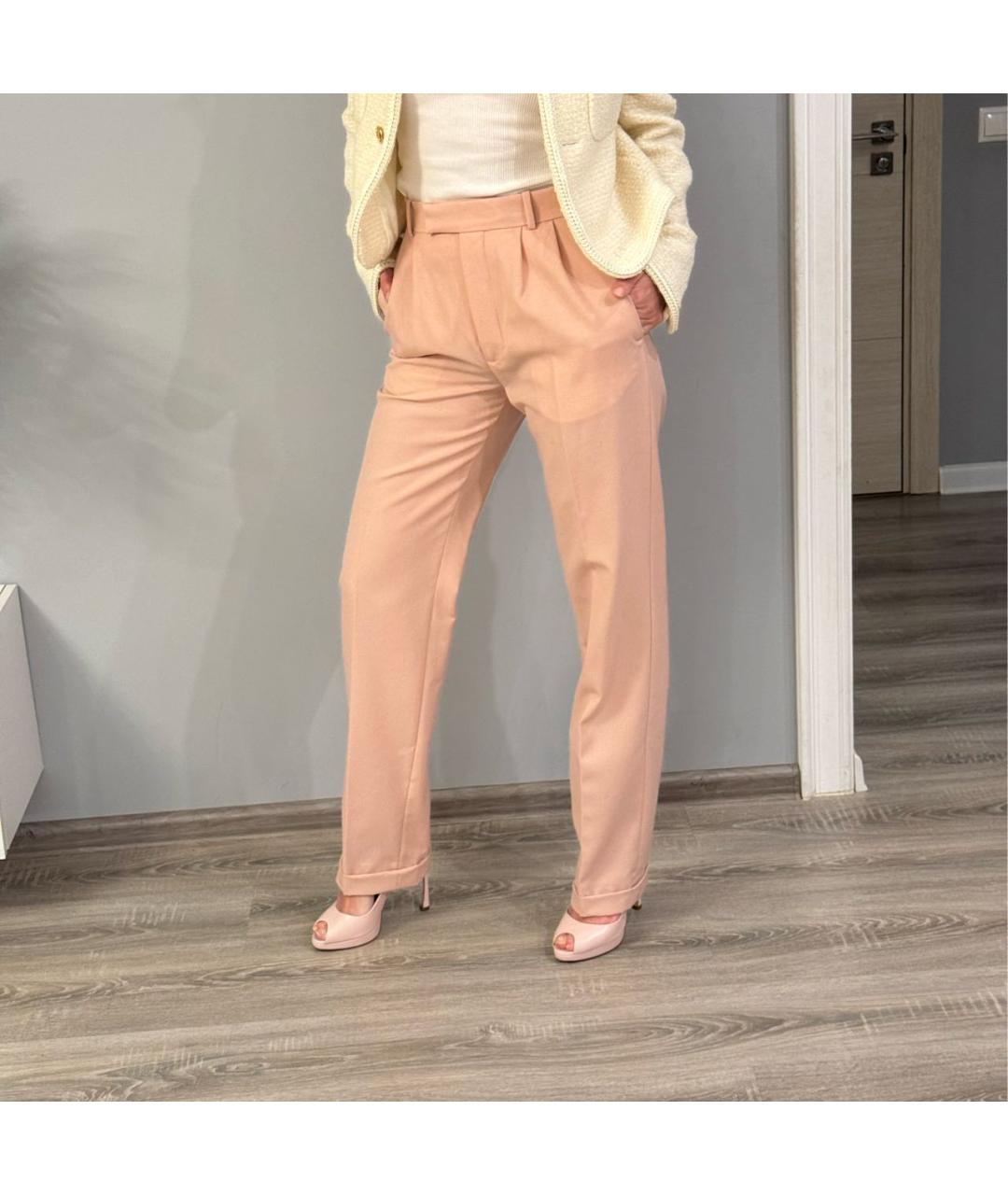 CELINE Розовые шерстяные прямые брюки, фото 5