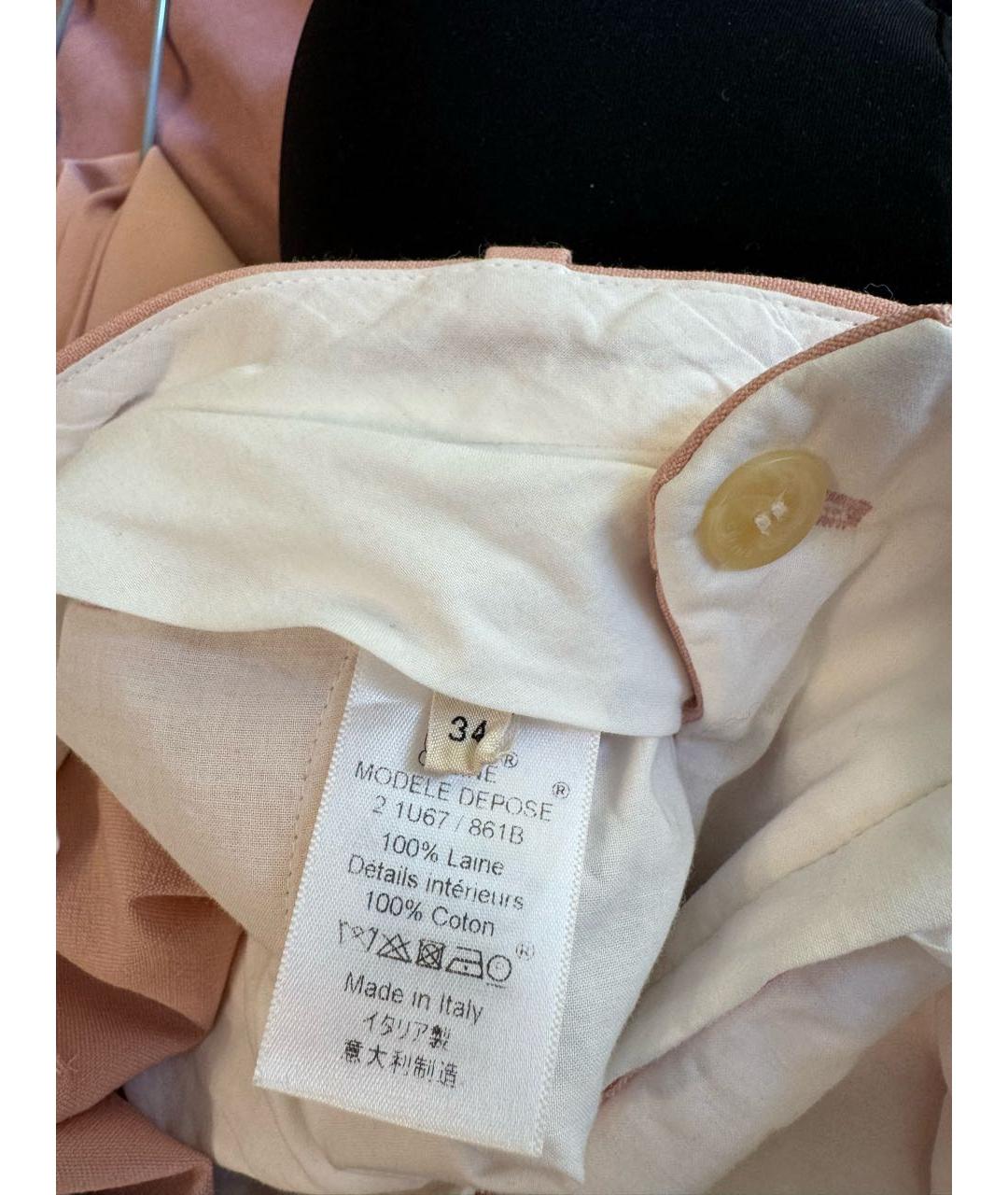 CELINE Розовые шерстяные прямые брюки, фото 4