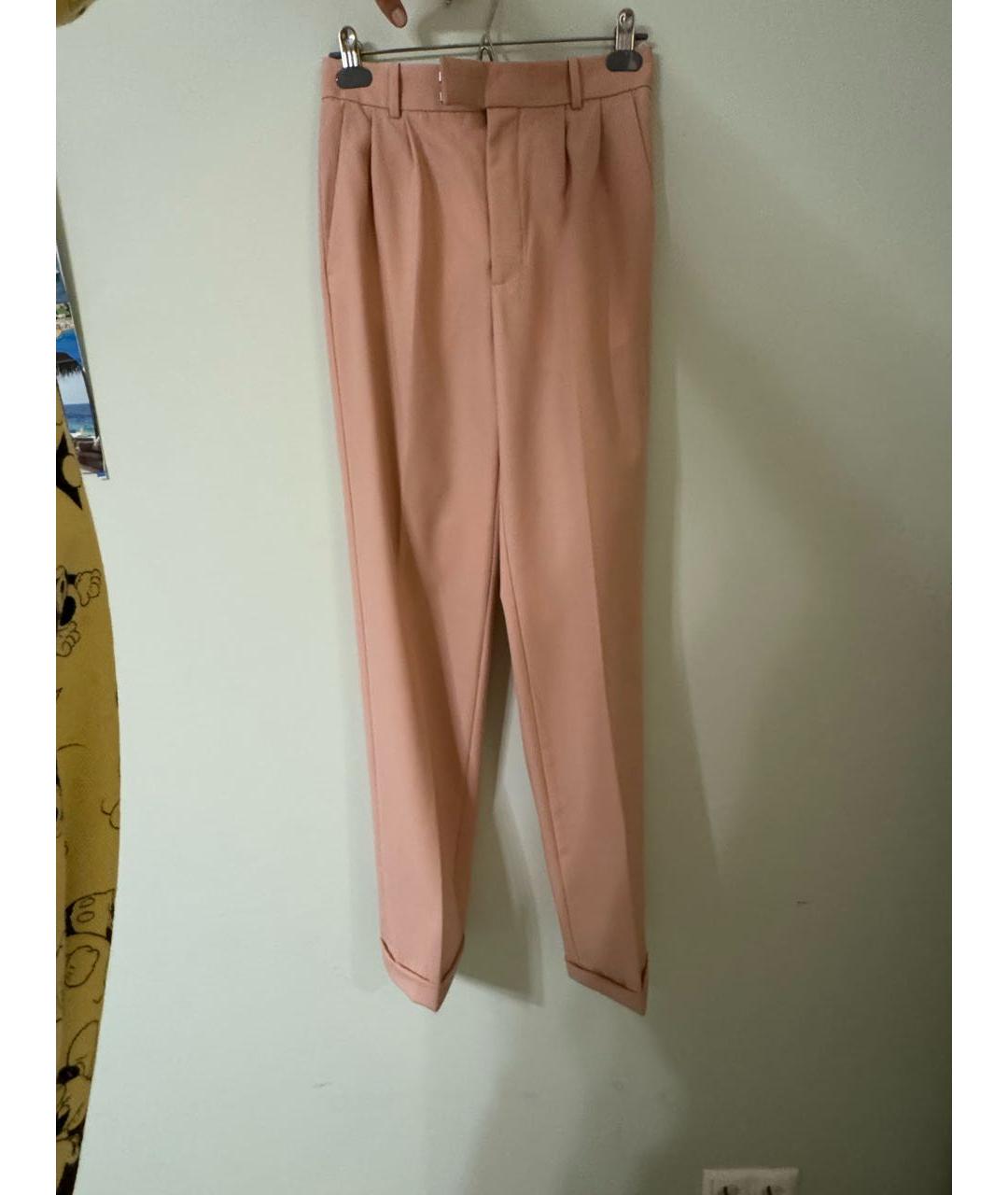 CELINE Розовые шерстяные прямые брюки, фото 6