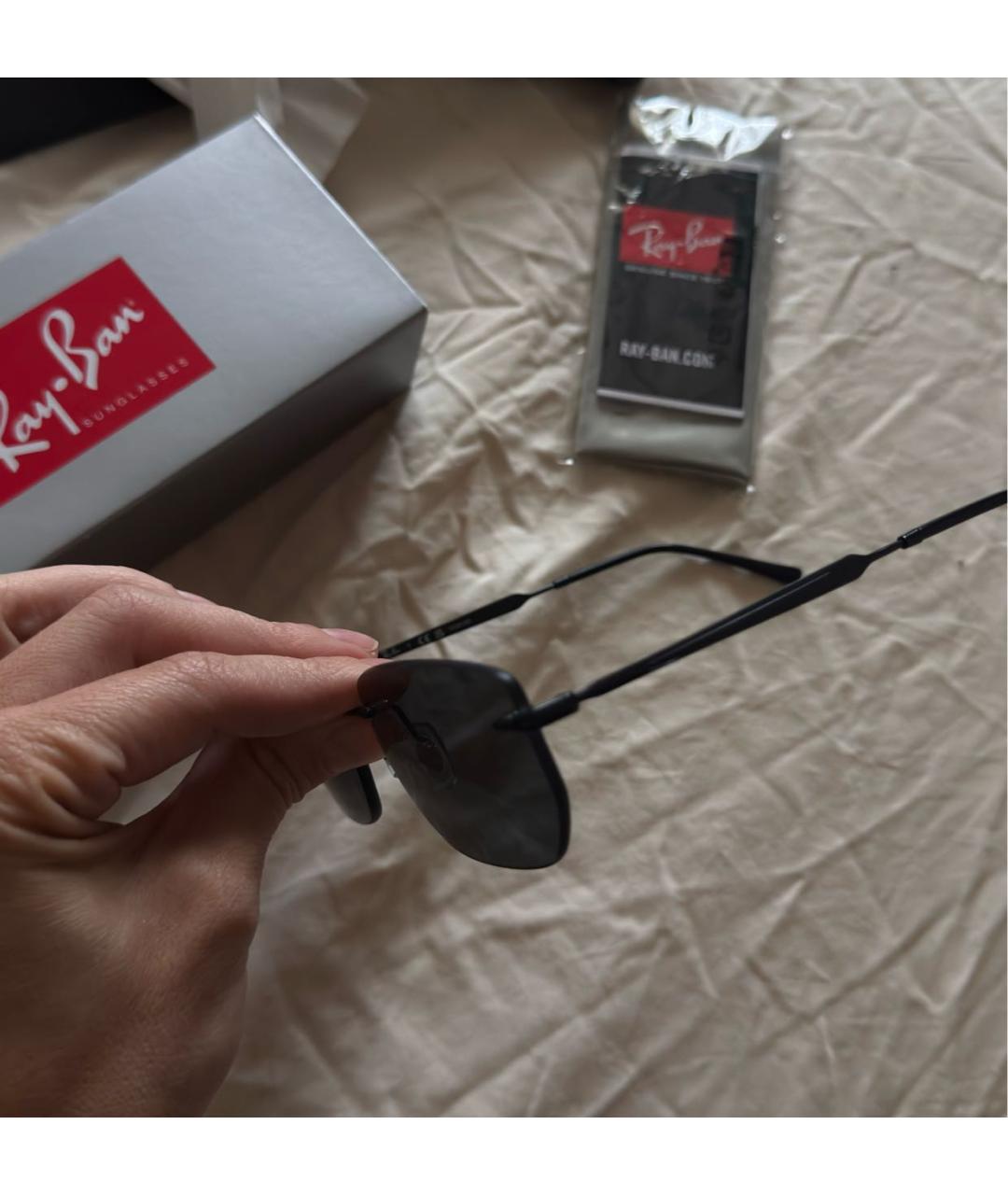 RAY BAN Черные металлические солнцезащитные очки, фото 6