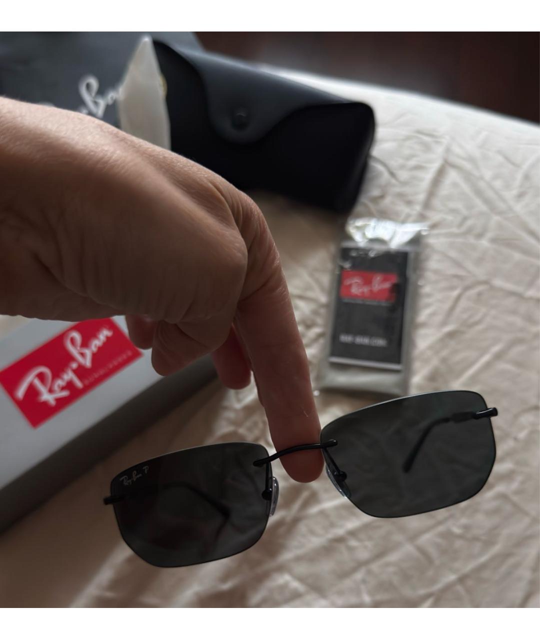 RAY BAN Черные металлические солнцезащитные очки, фото 7