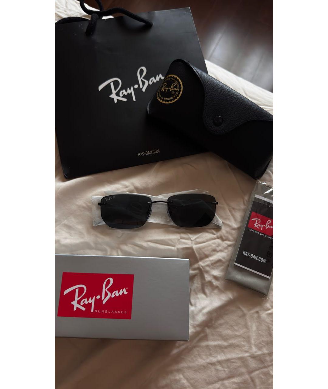 RAY BAN Черные металлические солнцезащитные очки, фото 2