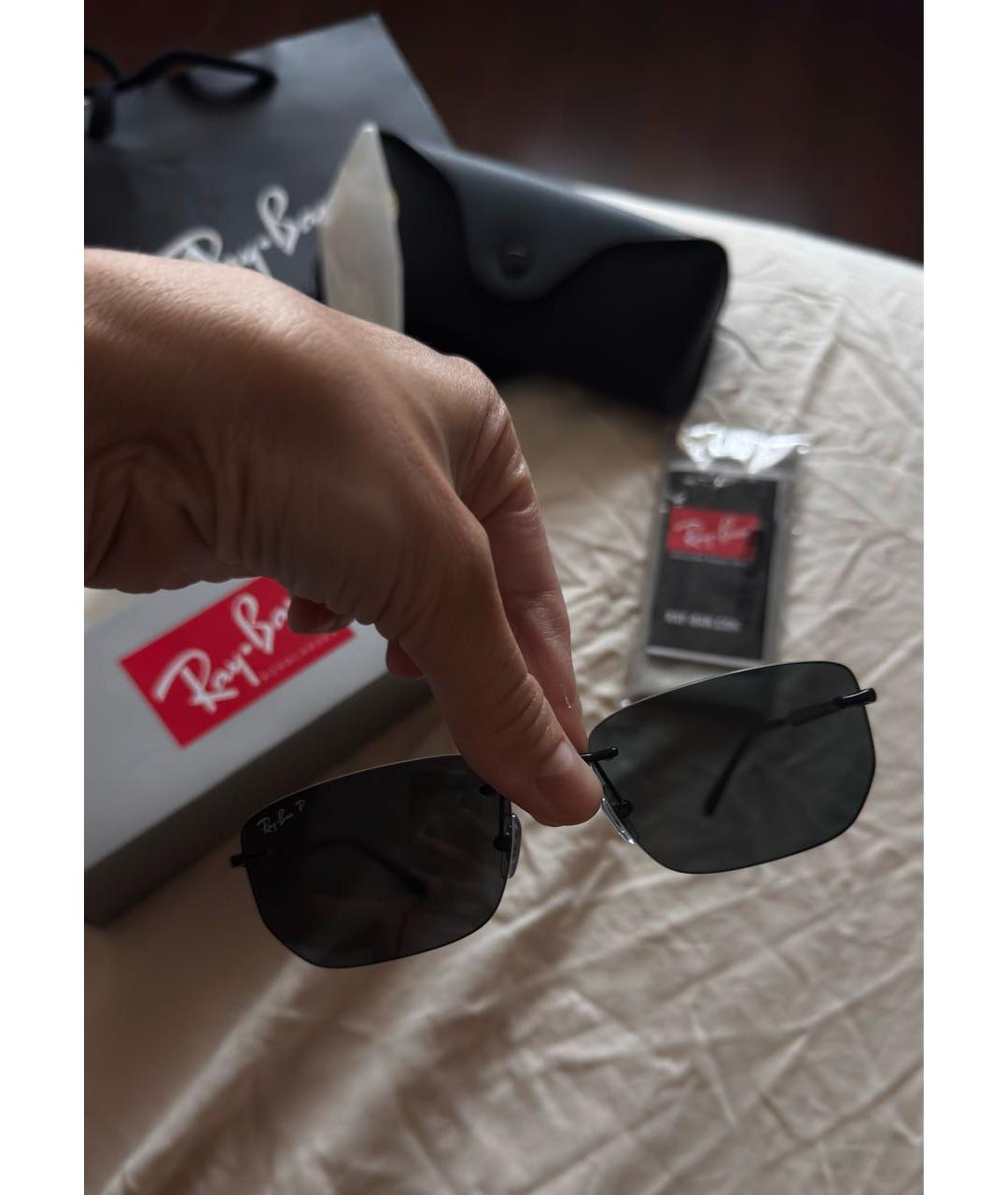 RAY BAN Черные металлические солнцезащитные очки, фото 5