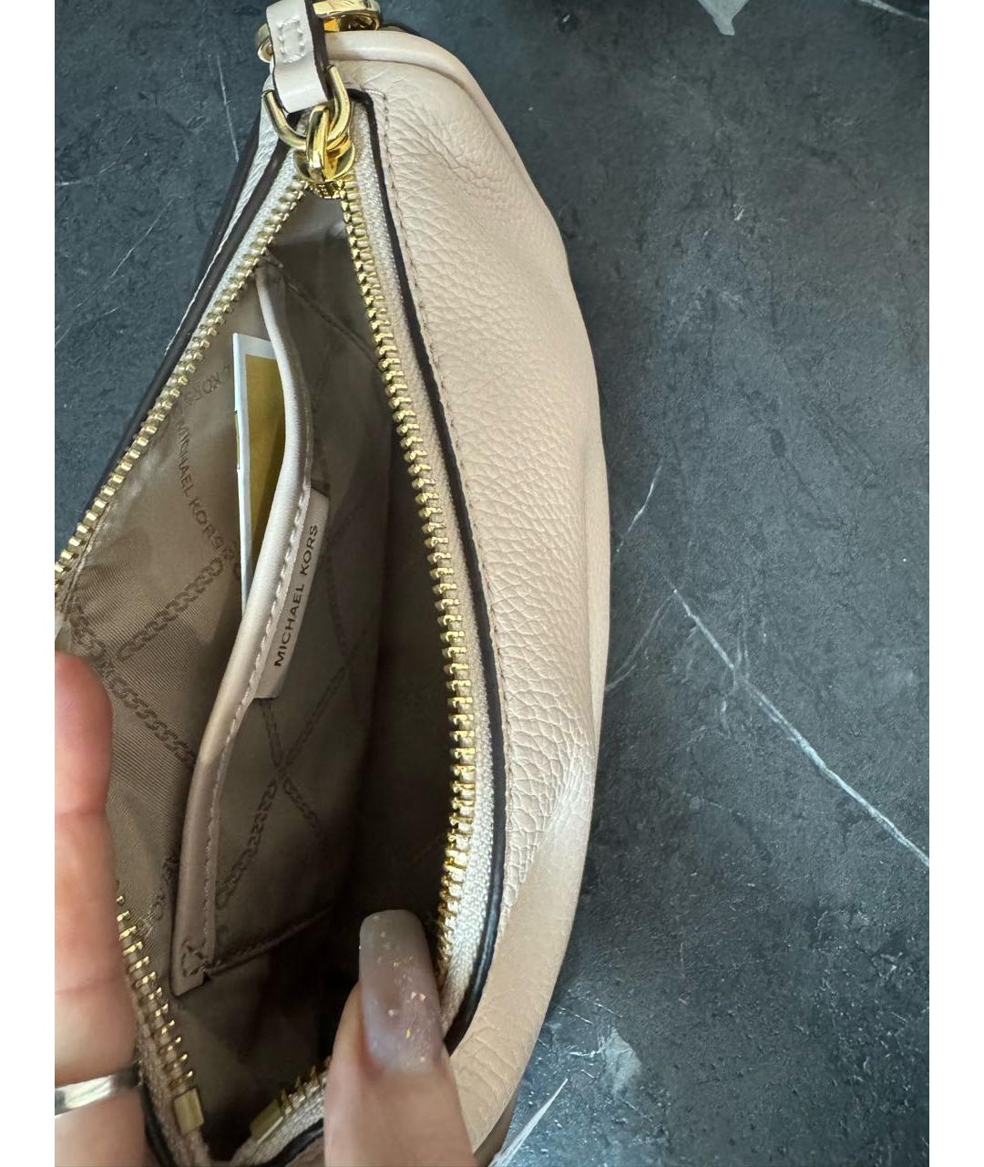 MICHAEL MICHAEL KORS Бежевая кожаная сумка через плечо, фото 4