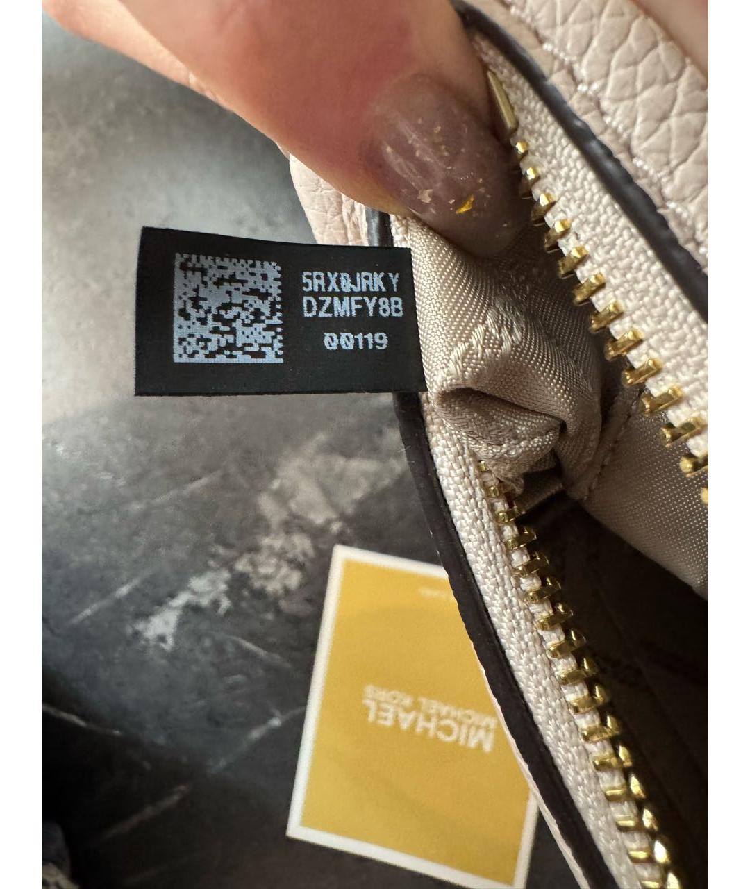 MICHAEL MICHAEL KORS Бежевая кожаная сумка через плечо, фото 7