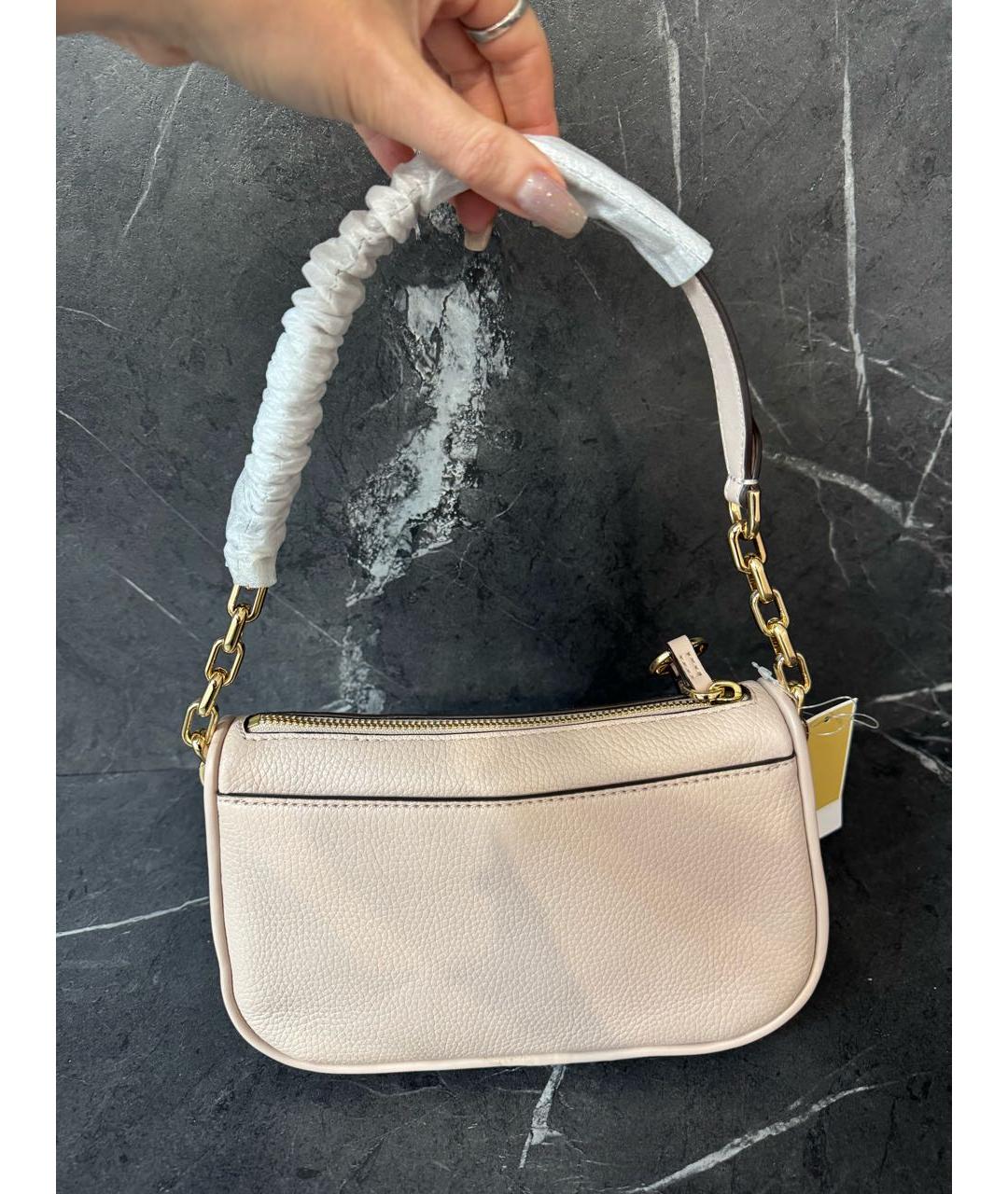 MICHAEL MICHAEL KORS Бежевая кожаная сумка через плечо, фото 3