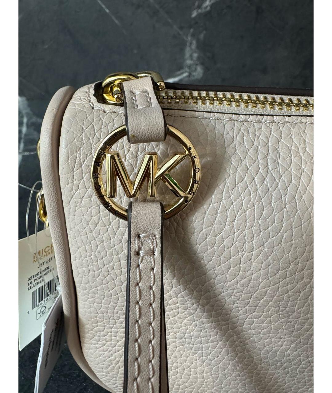 MICHAEL MICHAEL KORS Бежевая кожаная сумка через плечо, фото 6