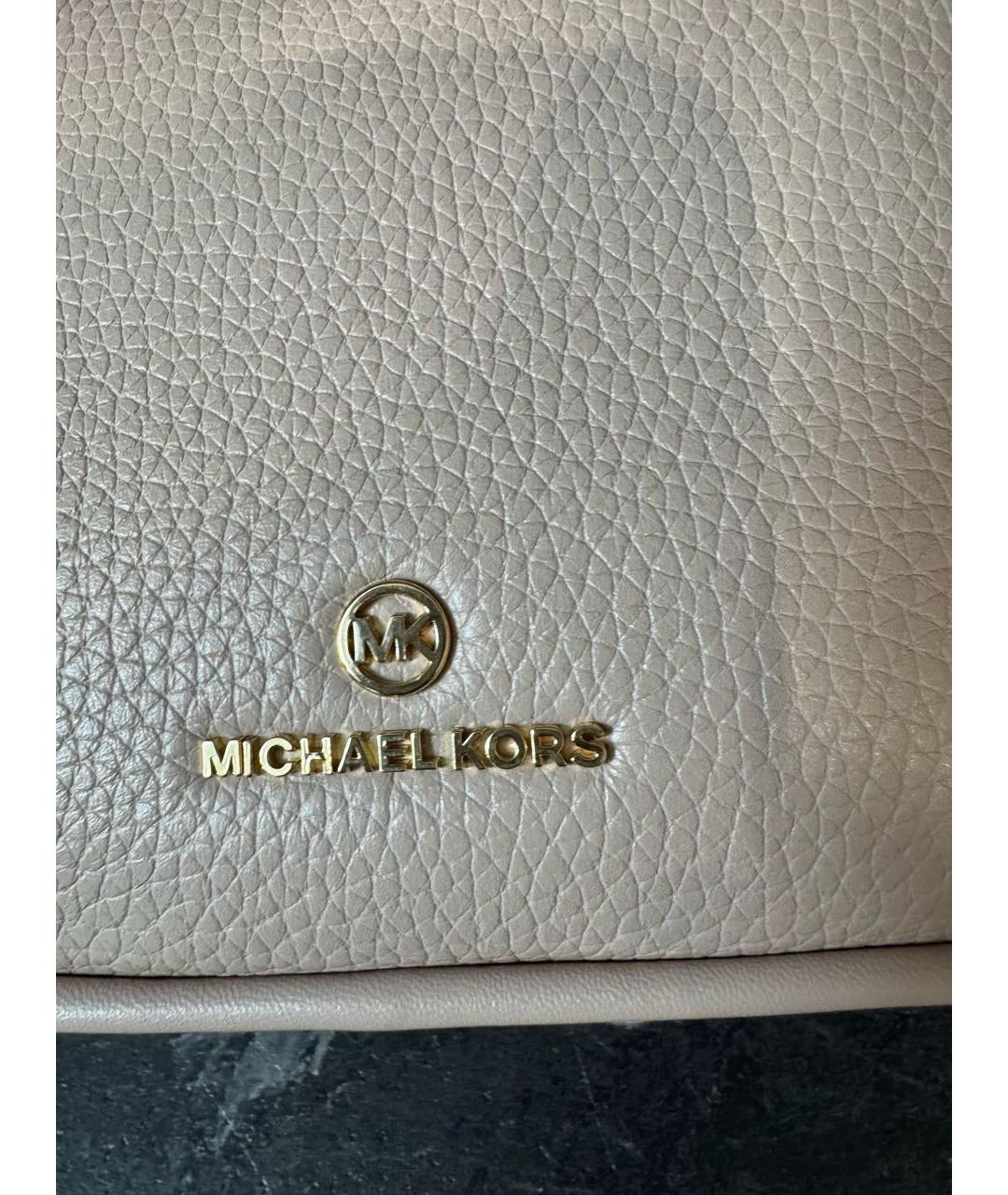 MICHAEL MICHAEL KORS Бежевая кожаная сумка через плечо, фото 8