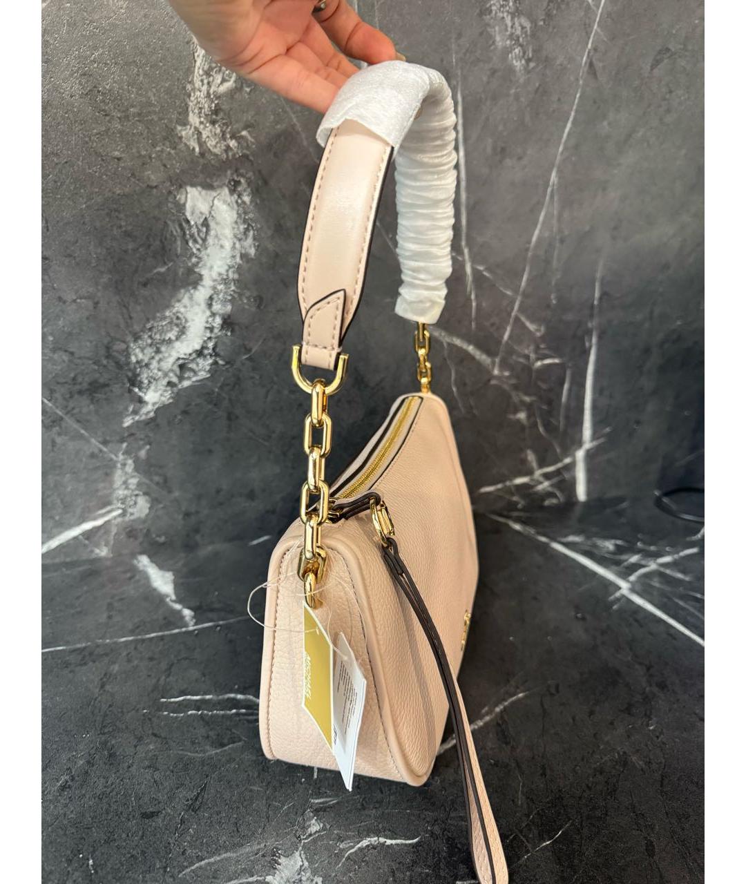 MICHAEL MICHAEL KORS Бежевая кожаная сумка через плечо, фото 2