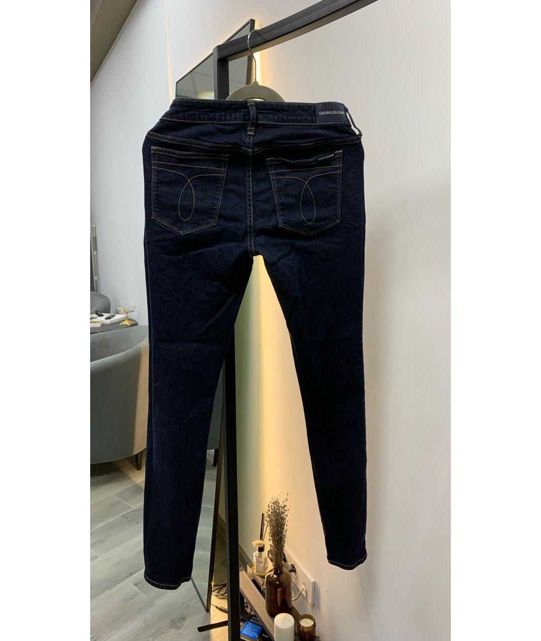 CALVIN KLEIN Темно-синие хлопко-эластановые джинсы слим, фото 2