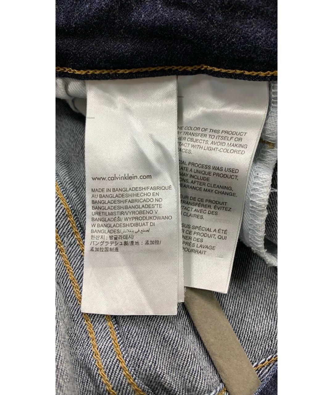 CALVIN KLEIN Темно-синие хлопко-эластановые джинсы слим, фото 5